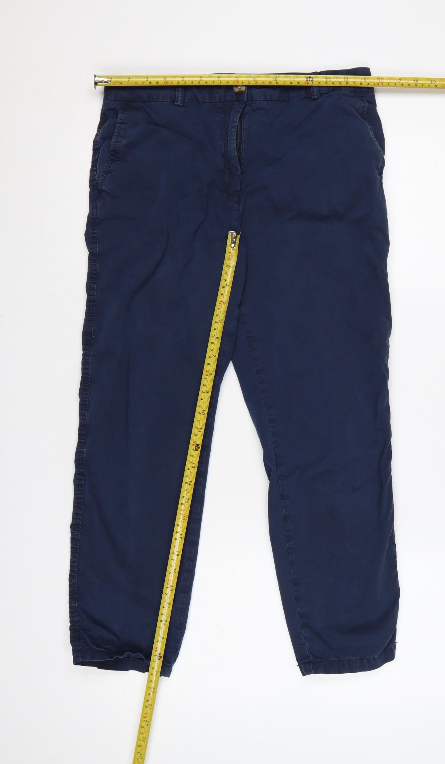 Marks & Spencer Women Navy UK 10 Chino Tapered Trousers