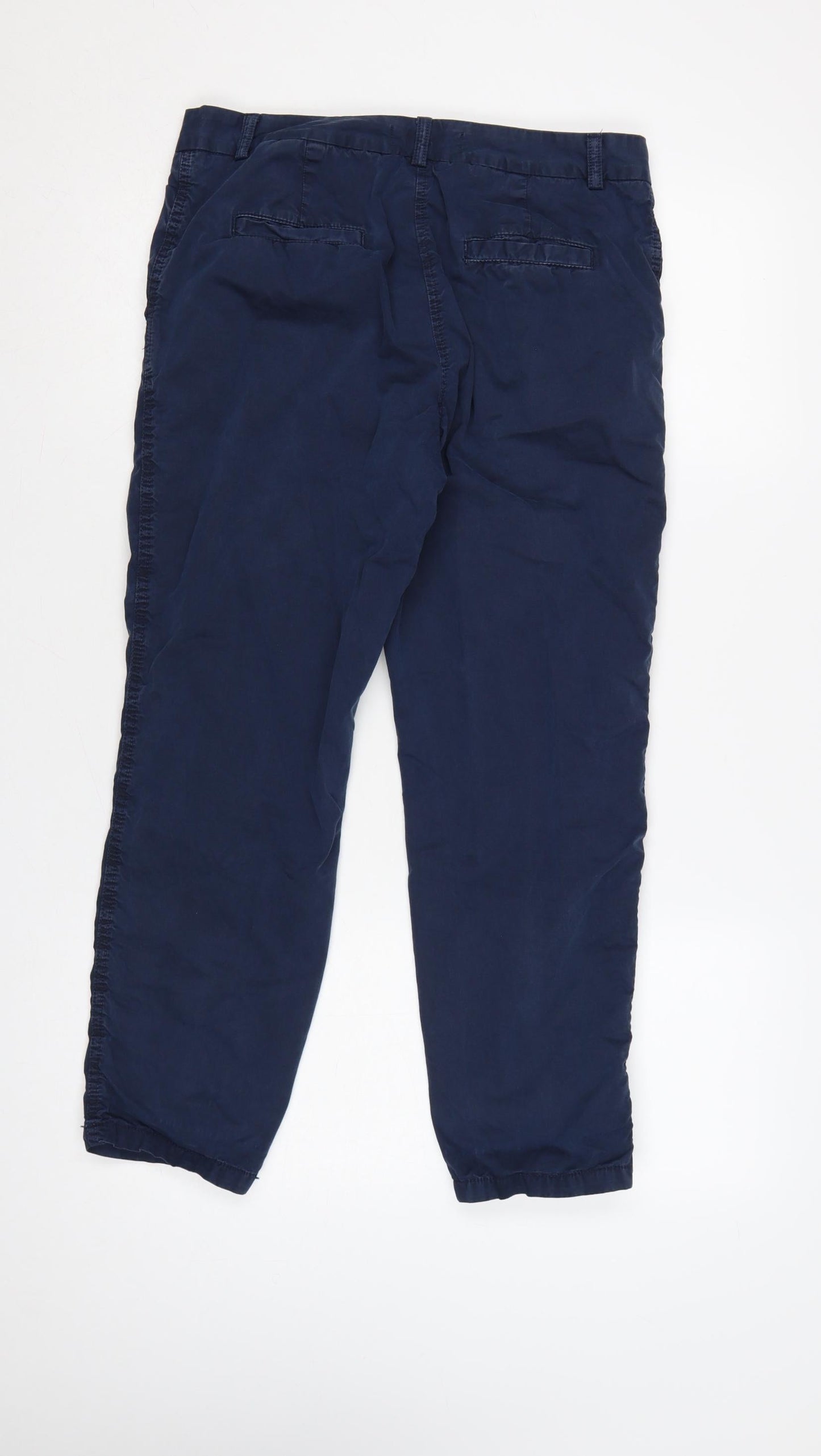 Marks & Spencer Women Navy UK 10 Chino Tapered Trousers