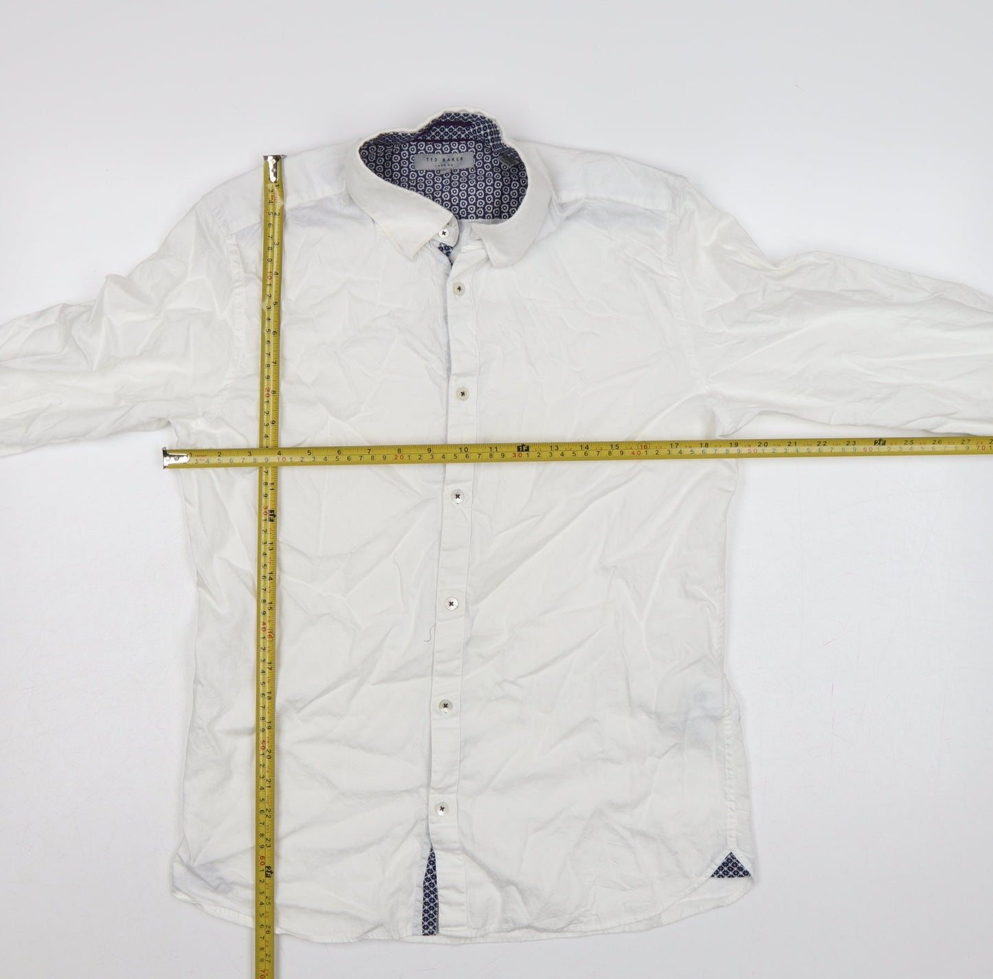 Ted Baker Men’s White Size L Cotton Button-Up Long Sleeve Shirt