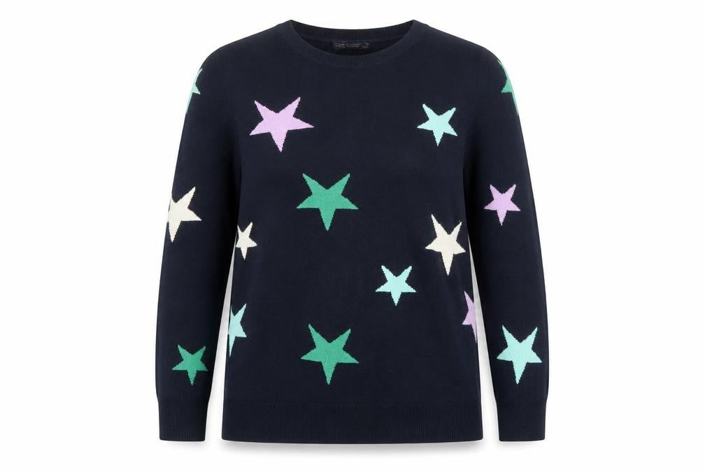 Marks and Spencer Women Blue Star Knit Pullover Jumper UK 16