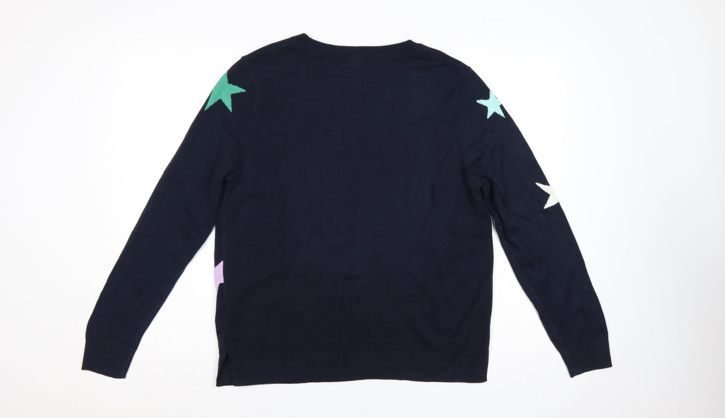 Marks and Spencer Women Blue Star Knit Pullover Jumper UK 16