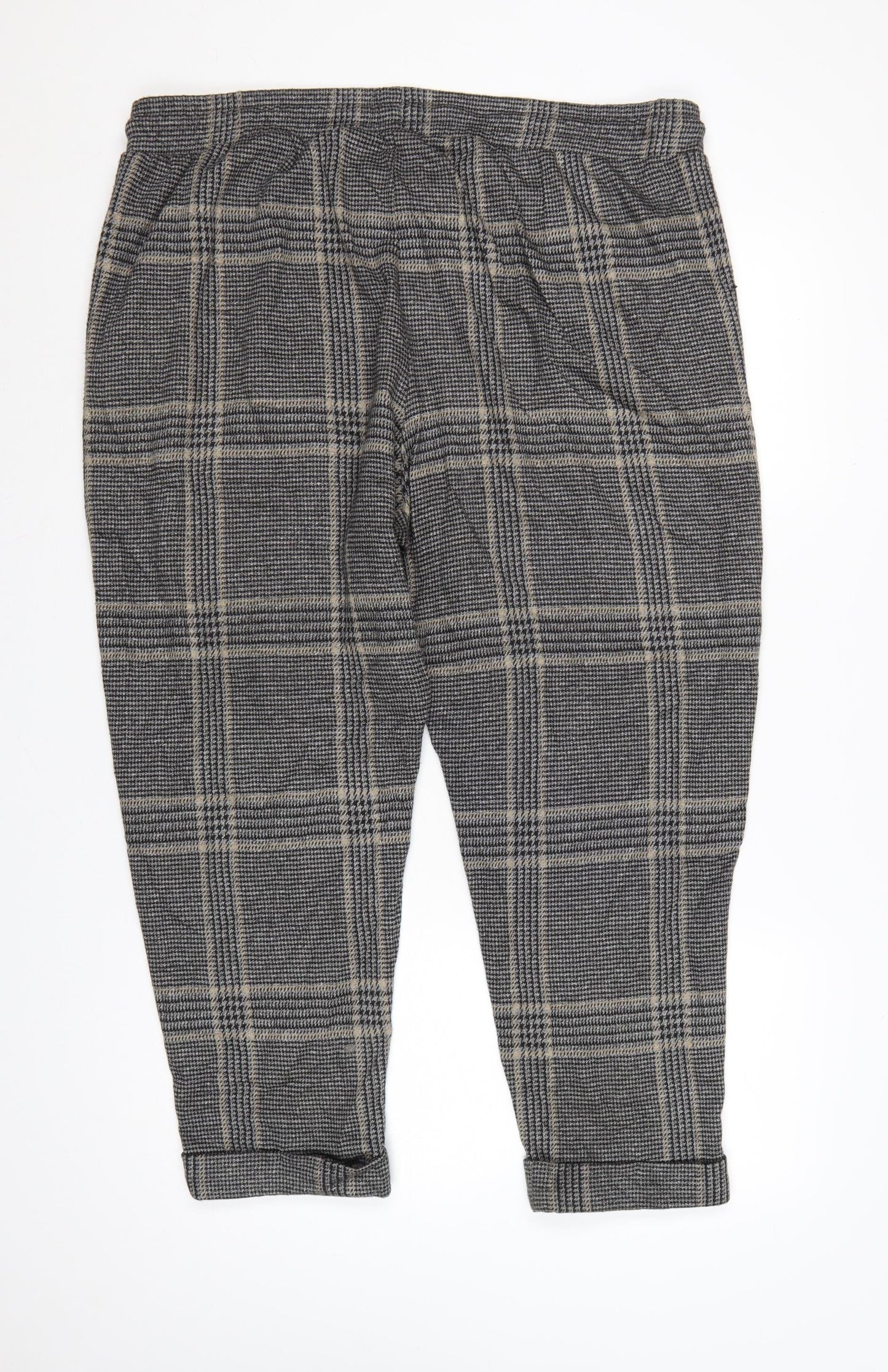 M&S Women’s Grey Plaid Tapered Jogger Trousers Size 20 Regular