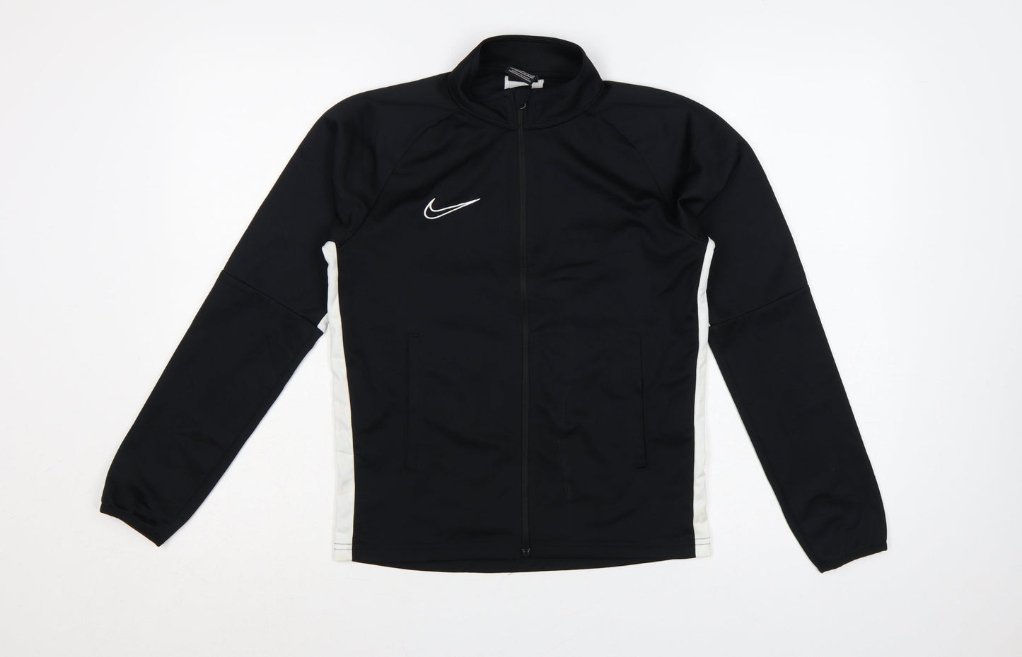 Nike Boys Black White 12-13 Years Full Zip Dri-FIT Track Sweatshirt L