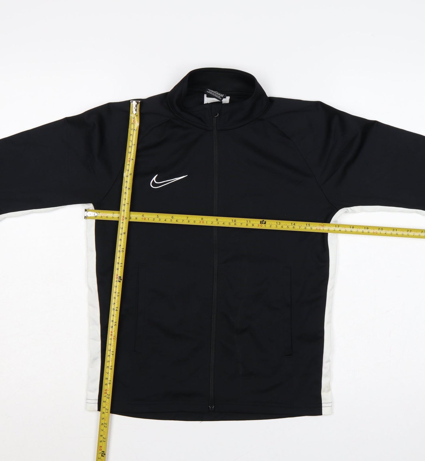 Nike Boys Black White 12-13 Years Full Zip Dri-FIT Track Sweatshirt L