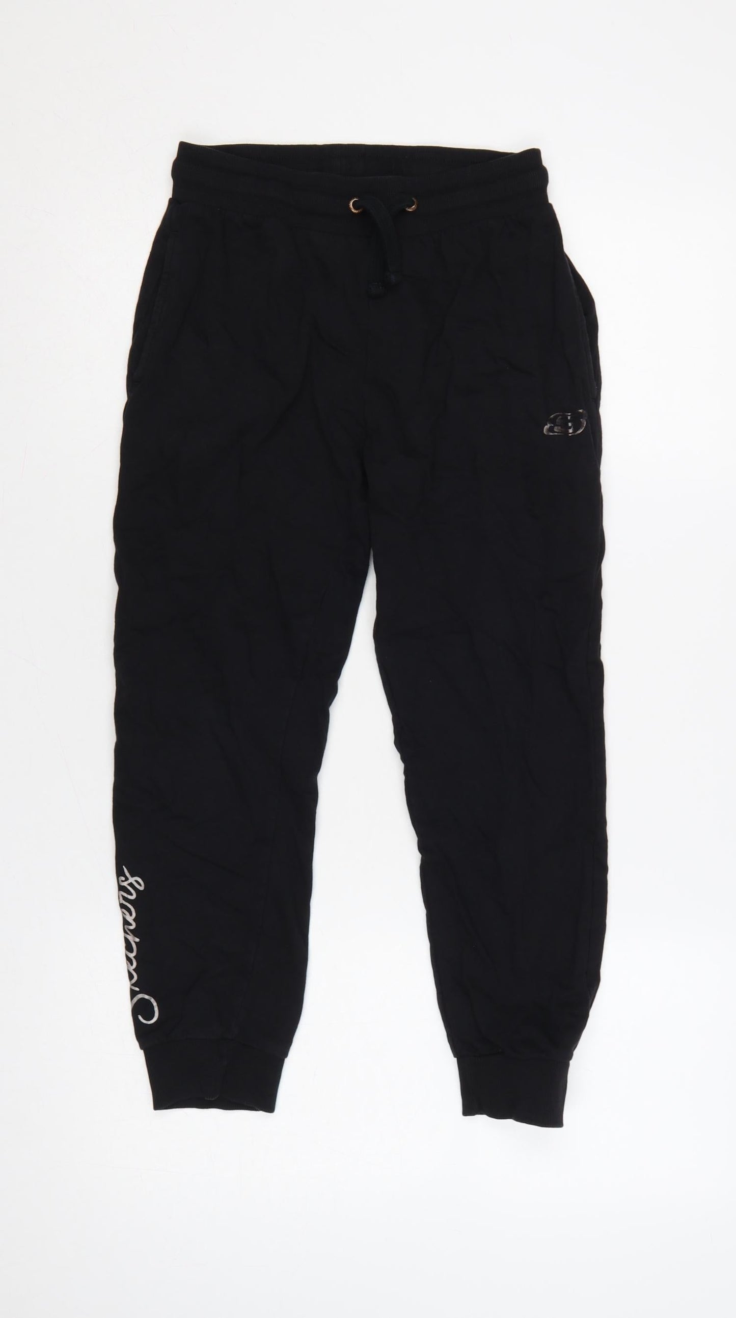 Skechers Girls Black Jogger Trousers 10-11 Years Cotton Drawstring