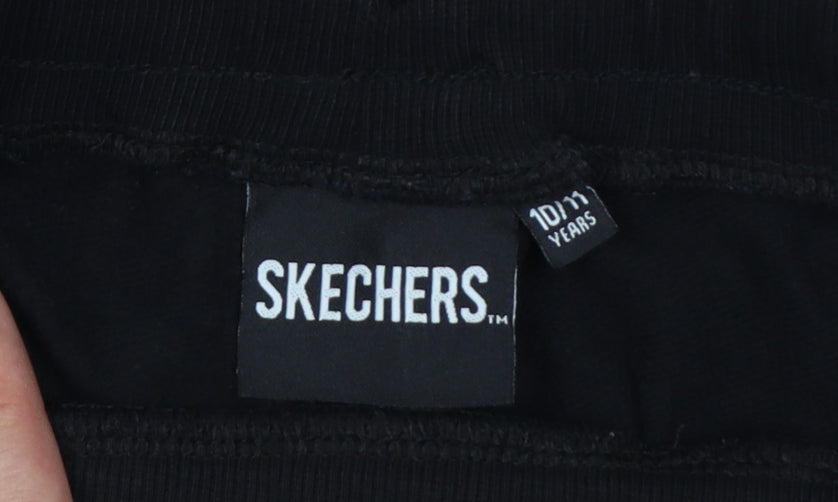 Skechers Girls Black Jogger Trousers 10-11 Years Cotton Drawstring