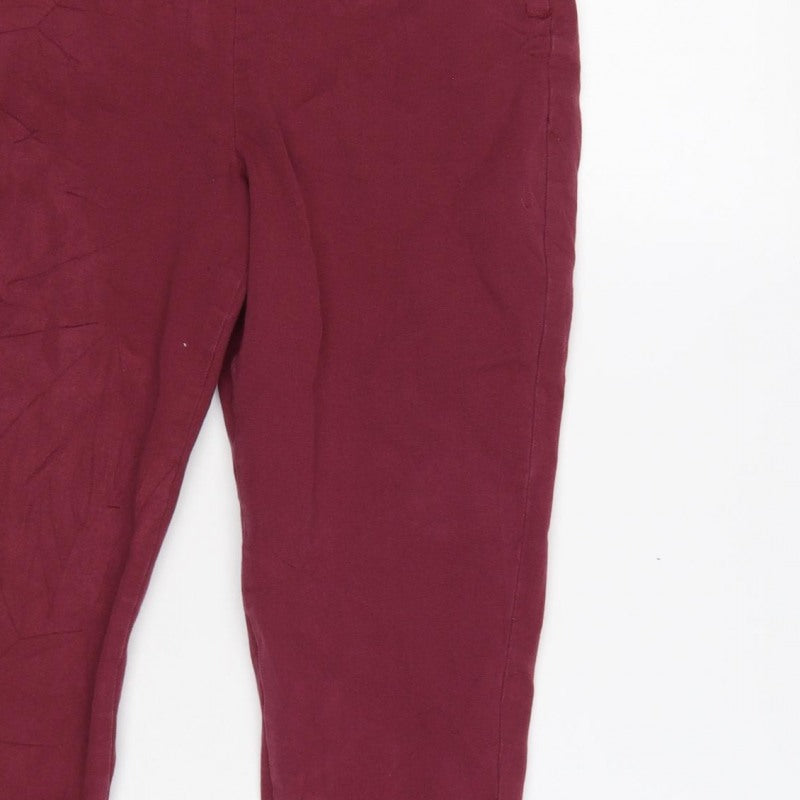 Joules Women's Red UK 10 Tapered Slim Trousers with Pockets