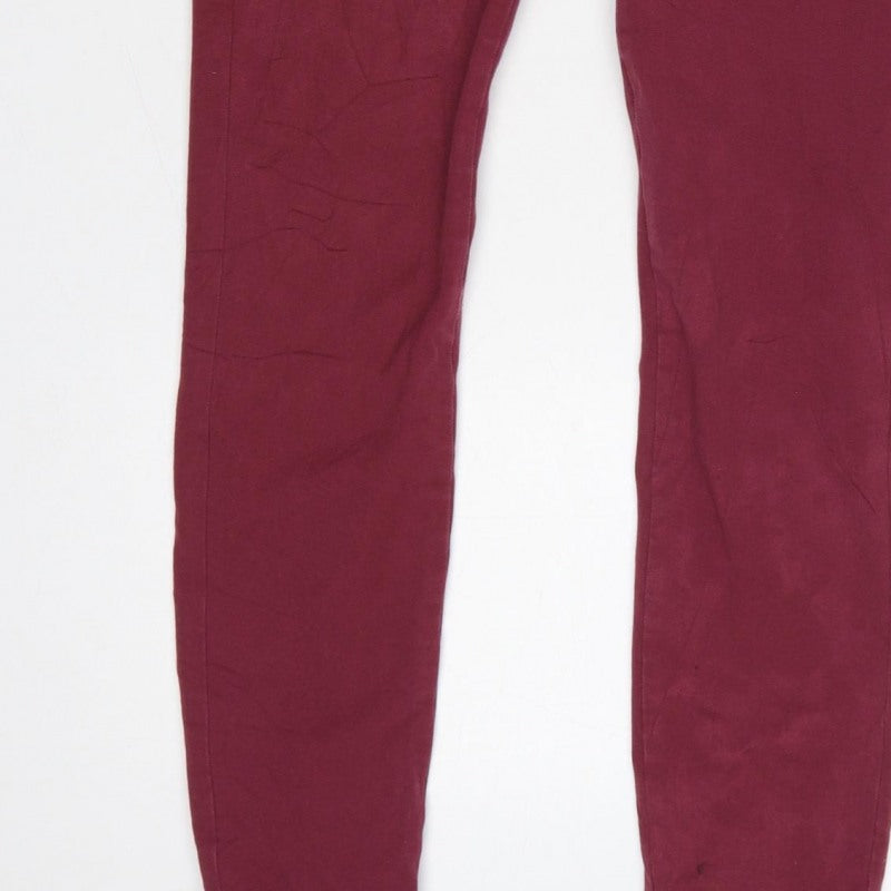 Joules Women's Red UK 10 Tapered Slim Trousers with Pockets