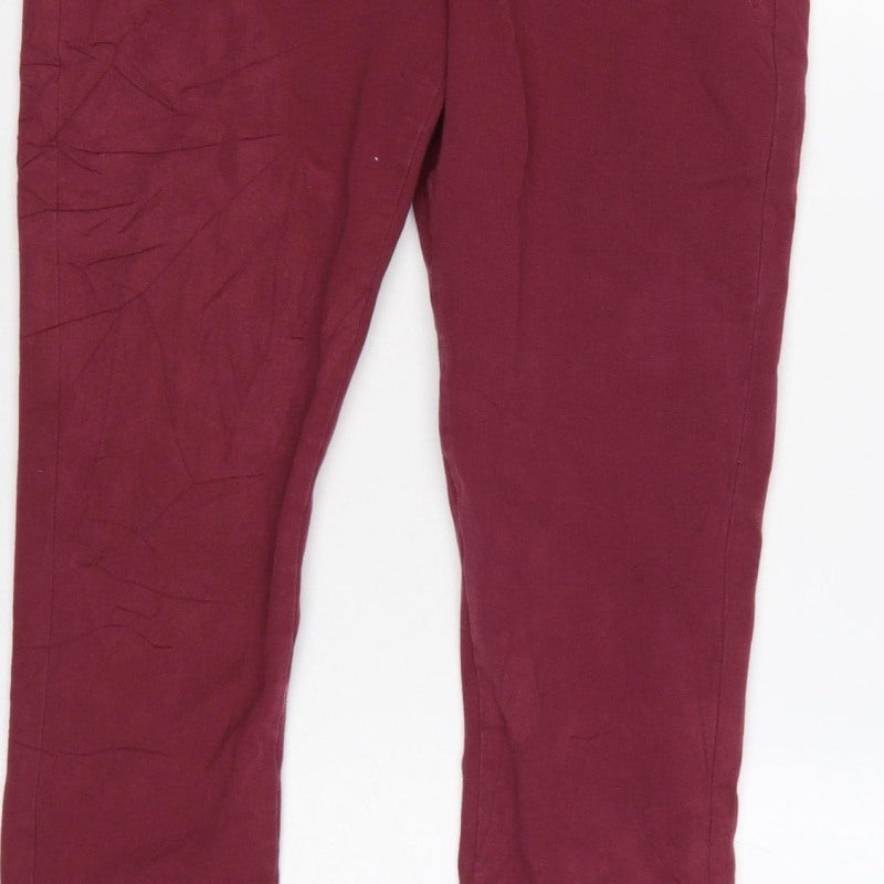 Joules Women's Red UK 10 Tapered Slim Trousers with Pockets