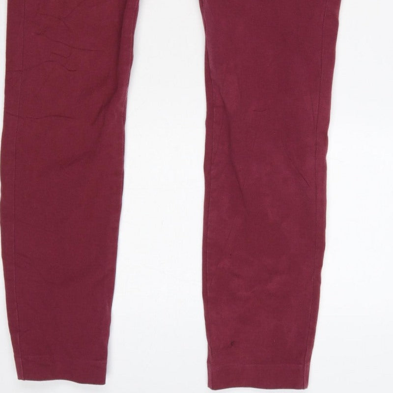 Joules Women's Red UK 10 Tapered Slim Trousers with Pockets
