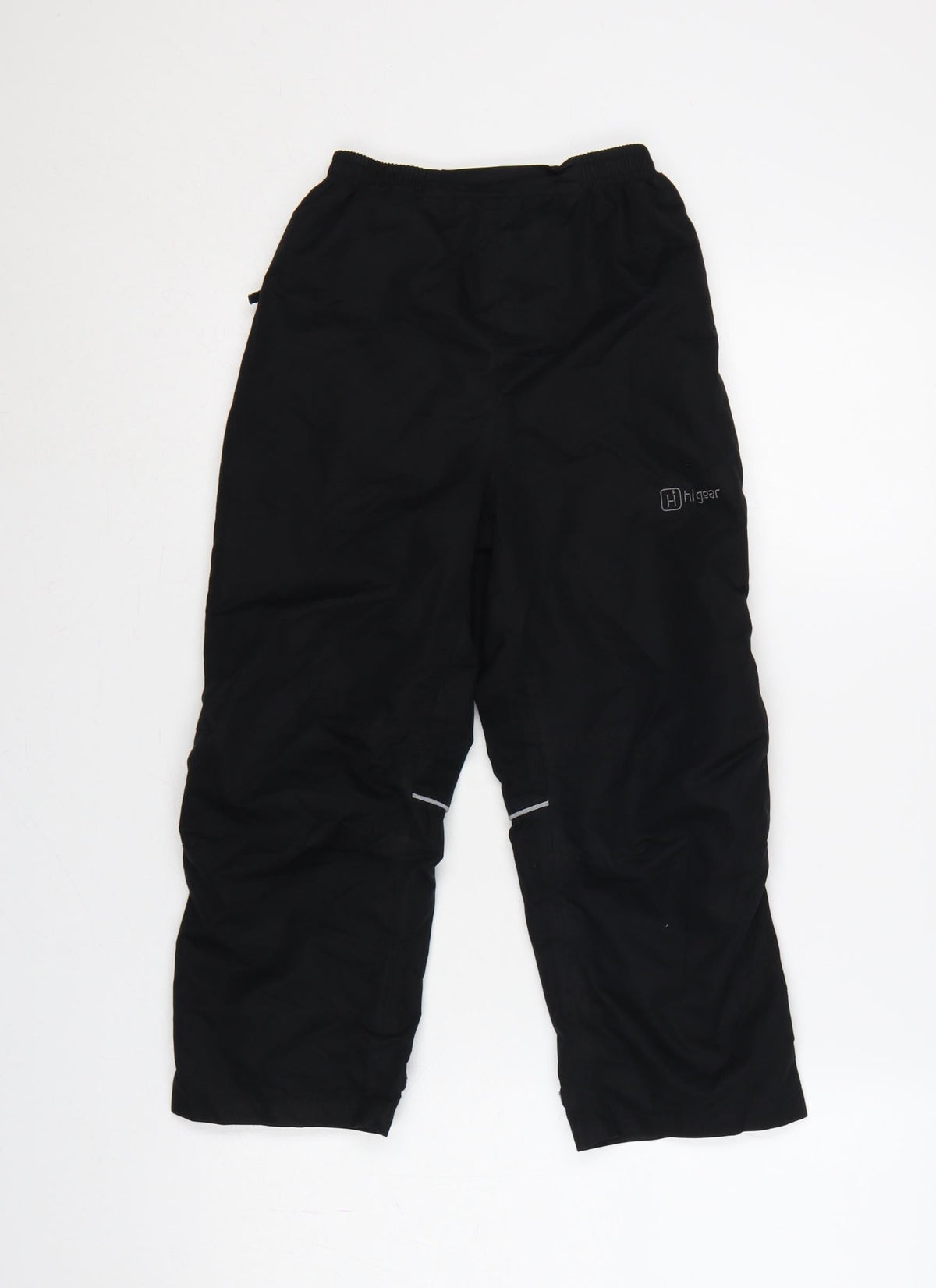 Back view of Higar boys’ black 8 years snow pants reflective padded ski trousers