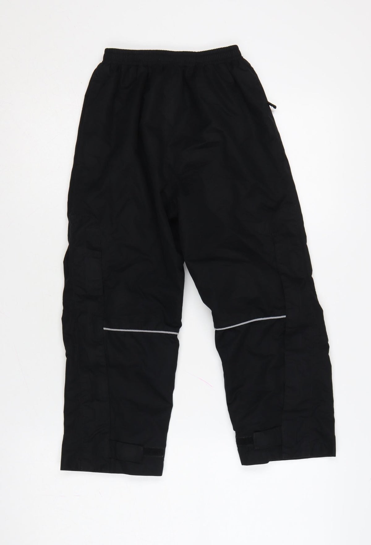 Brand and care label for Higar boys’ black 8 years snow pants reflective padded ski trousers
