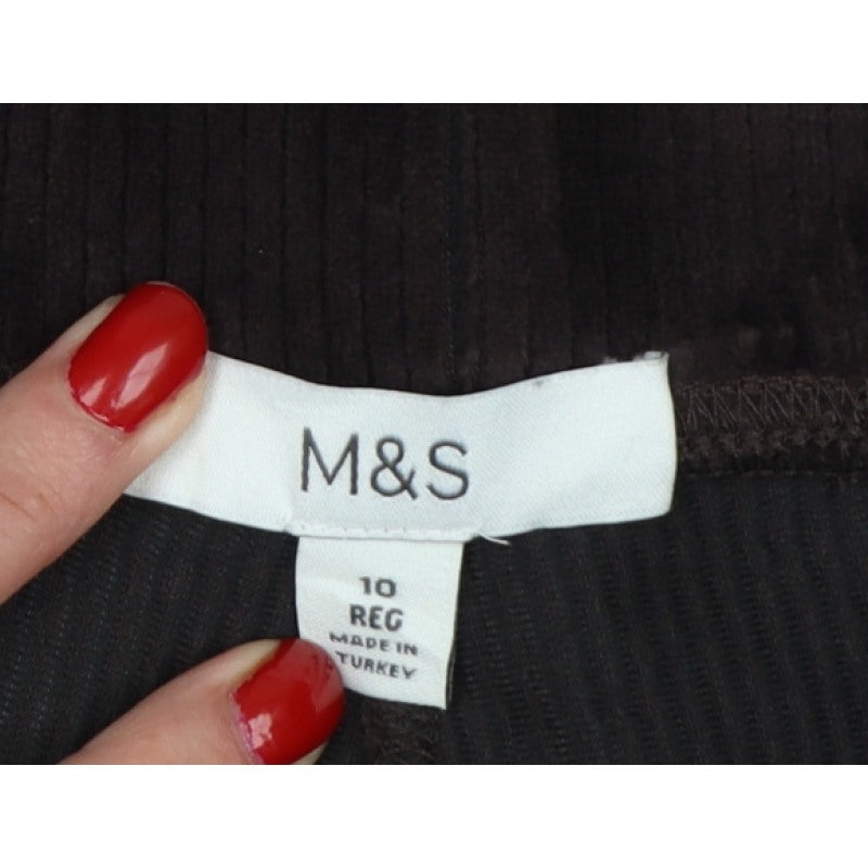 Marks & Spencer Women Brown Size 10 High Rise Corduroy Leggings