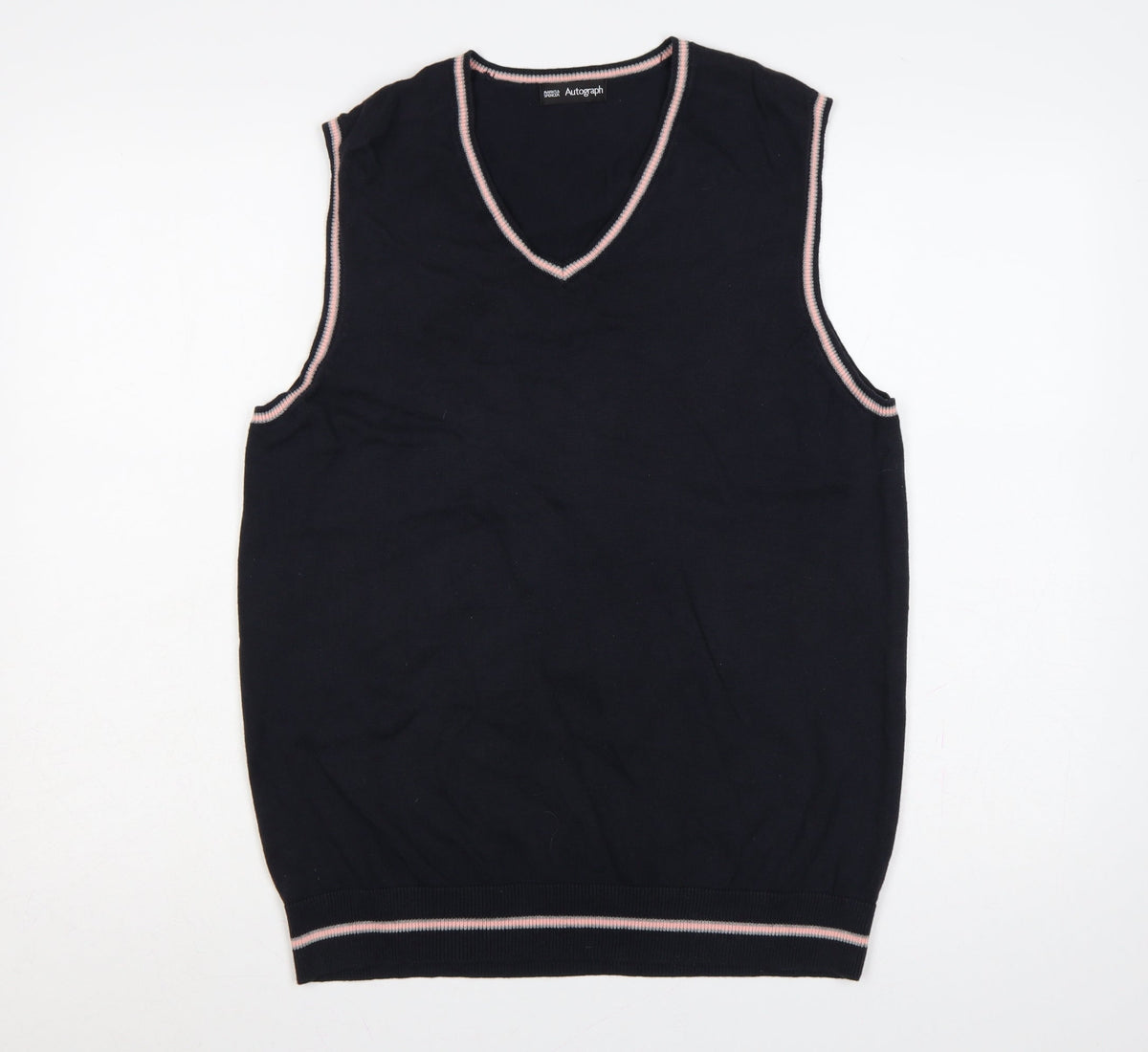 Marks & Spencer Autograph Men's Navy Blue M V-Neck Cotton Knit Vest