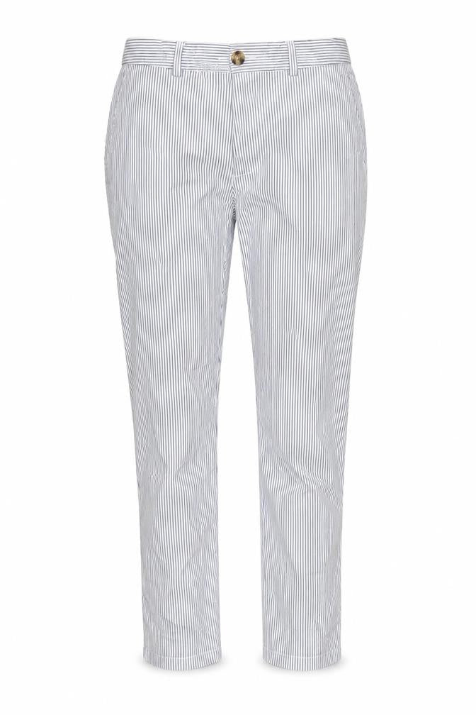 Marks & Spencer Collection Women’s White Blue Stripe Tapered Chino Trousers UK 8