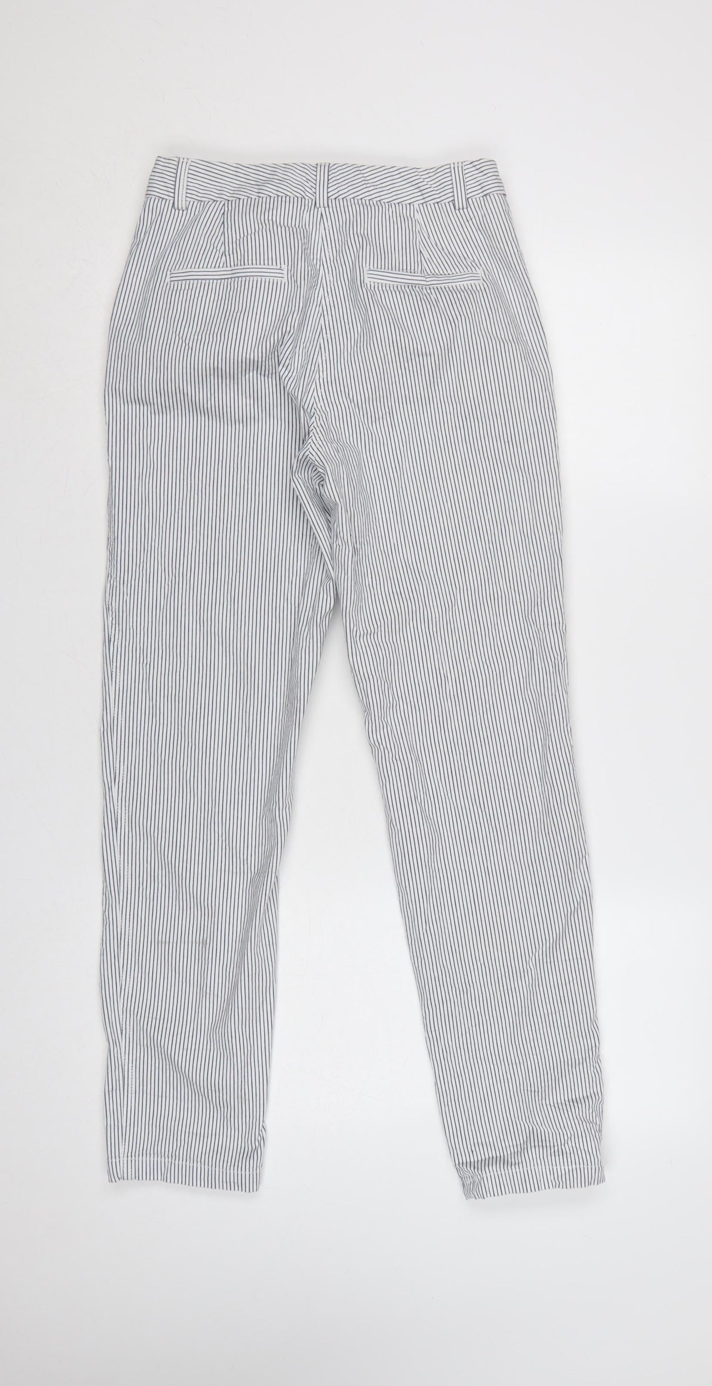 M&S Collection Women’s White Blue Stripe Tapered Chino Trousers UK 8
