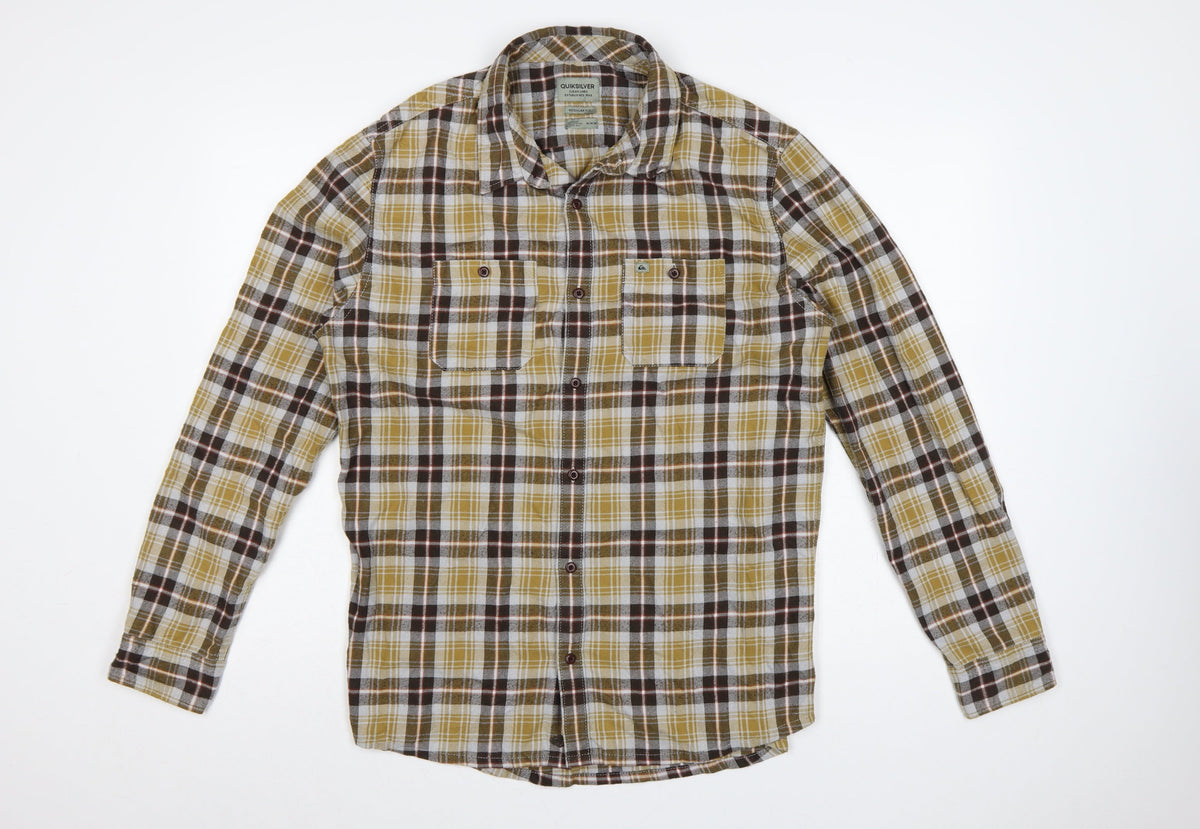 Back view of Quiksilver Men’s Multicoloured M Regular Fit Plaid Long Sleeve Shirt