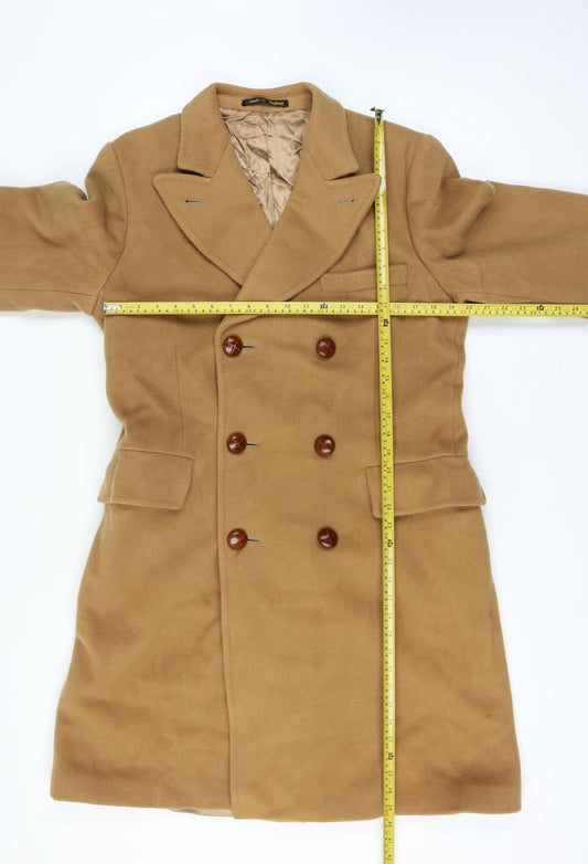 Lord & Taylor Men's Brown Wool Pea Coat Vintage Double-Breasted Size Unlabelled