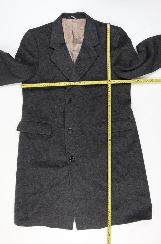 Simpsons Mens Grey Wool Cashmere Long Overcoat Classic Lined
