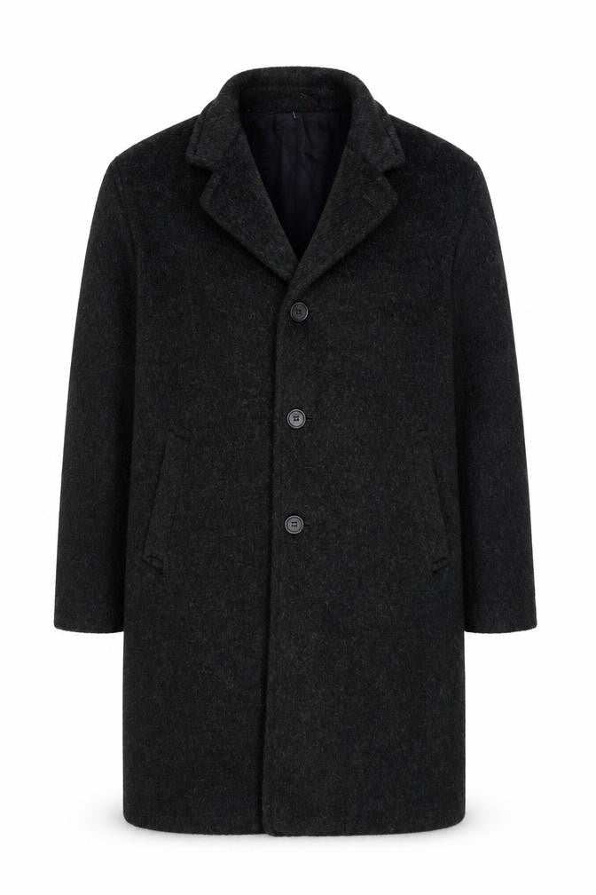 Tornaco Men’s Black Chest 46 Vintage Long Overcoat Single Breasted