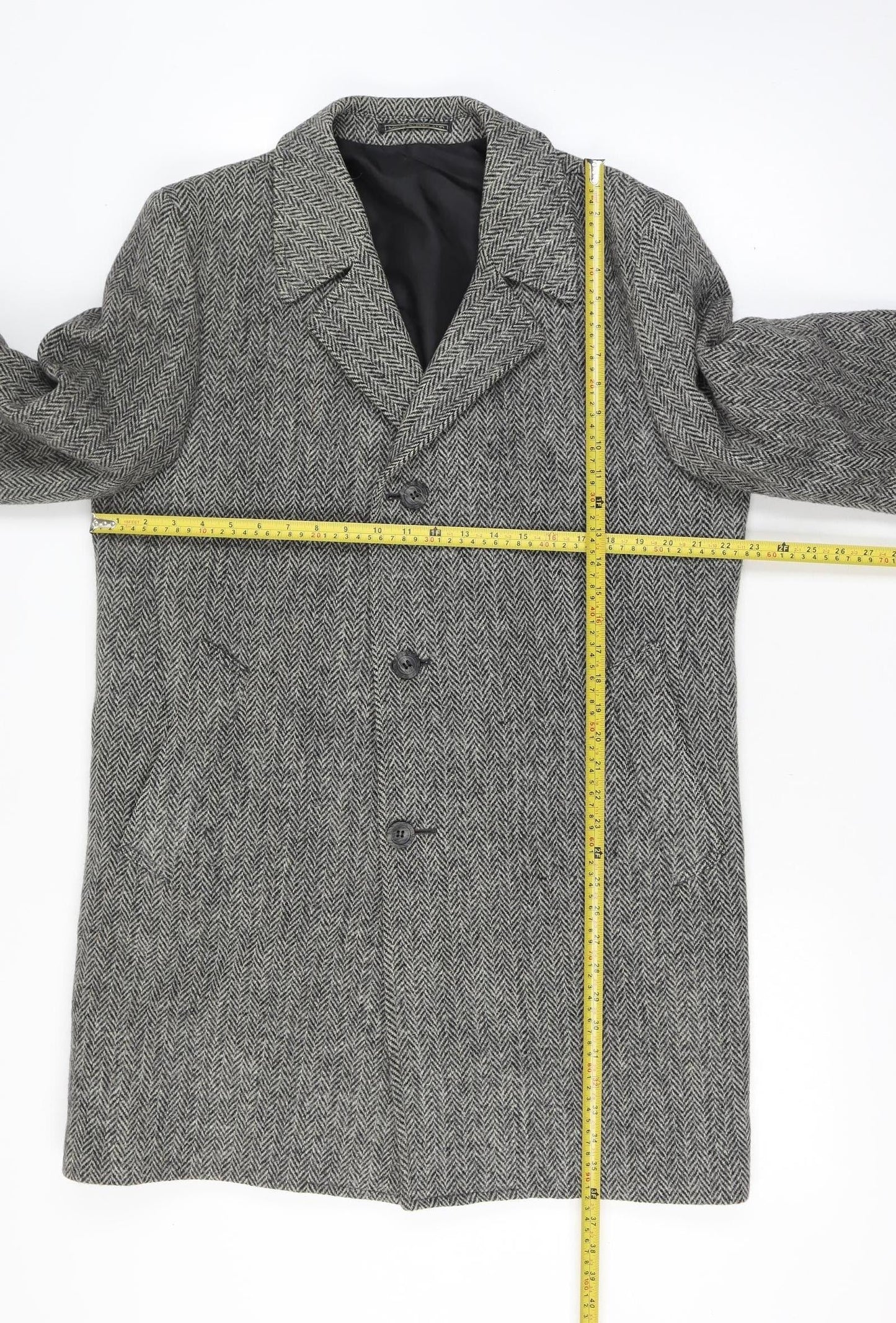 Harris Tweed Men’s Grey Wool Herringbone Blazer Jacket Size Unlabelled
