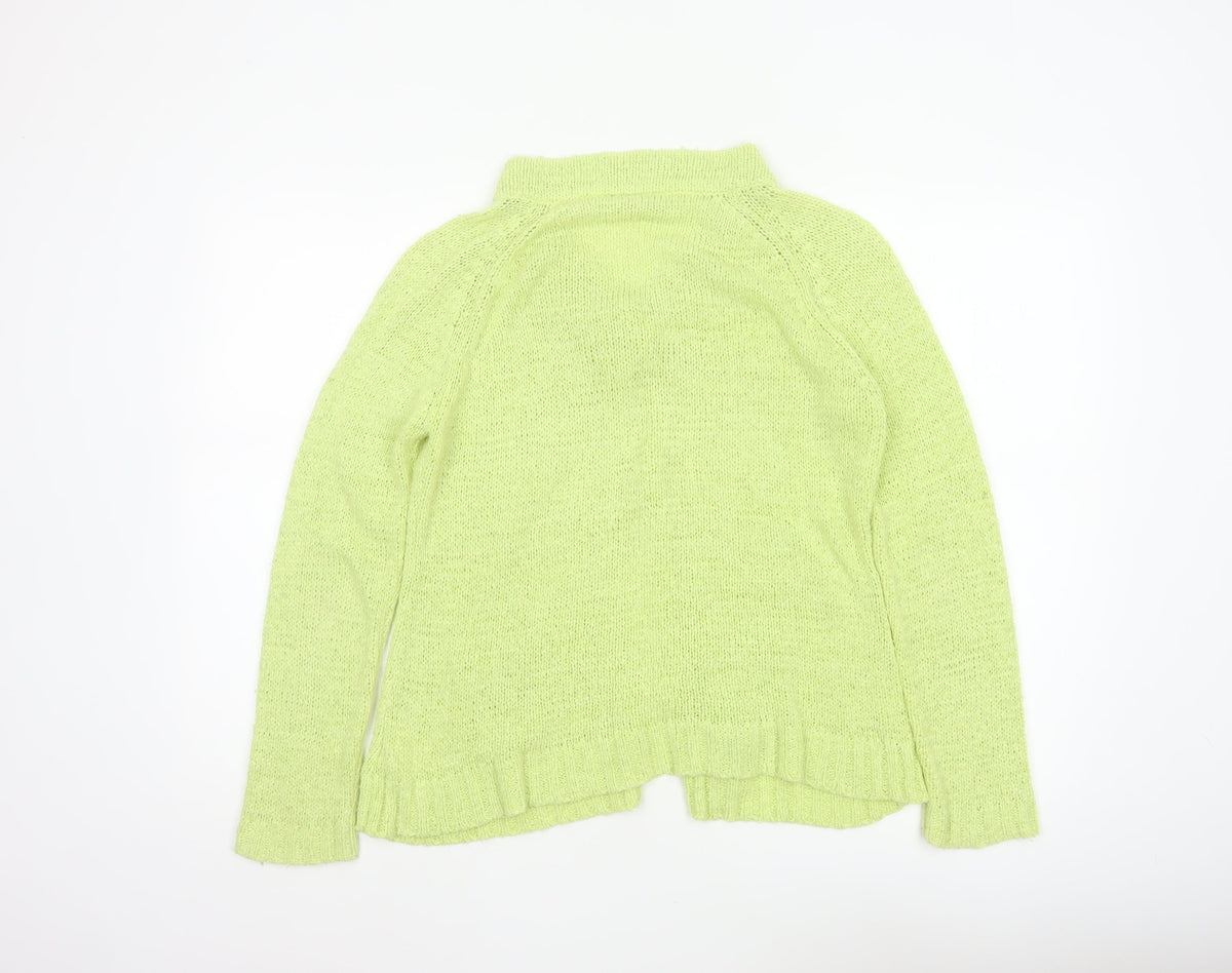 Canda Women Yellow Knit Button Cardigan Size S Collared Pockets