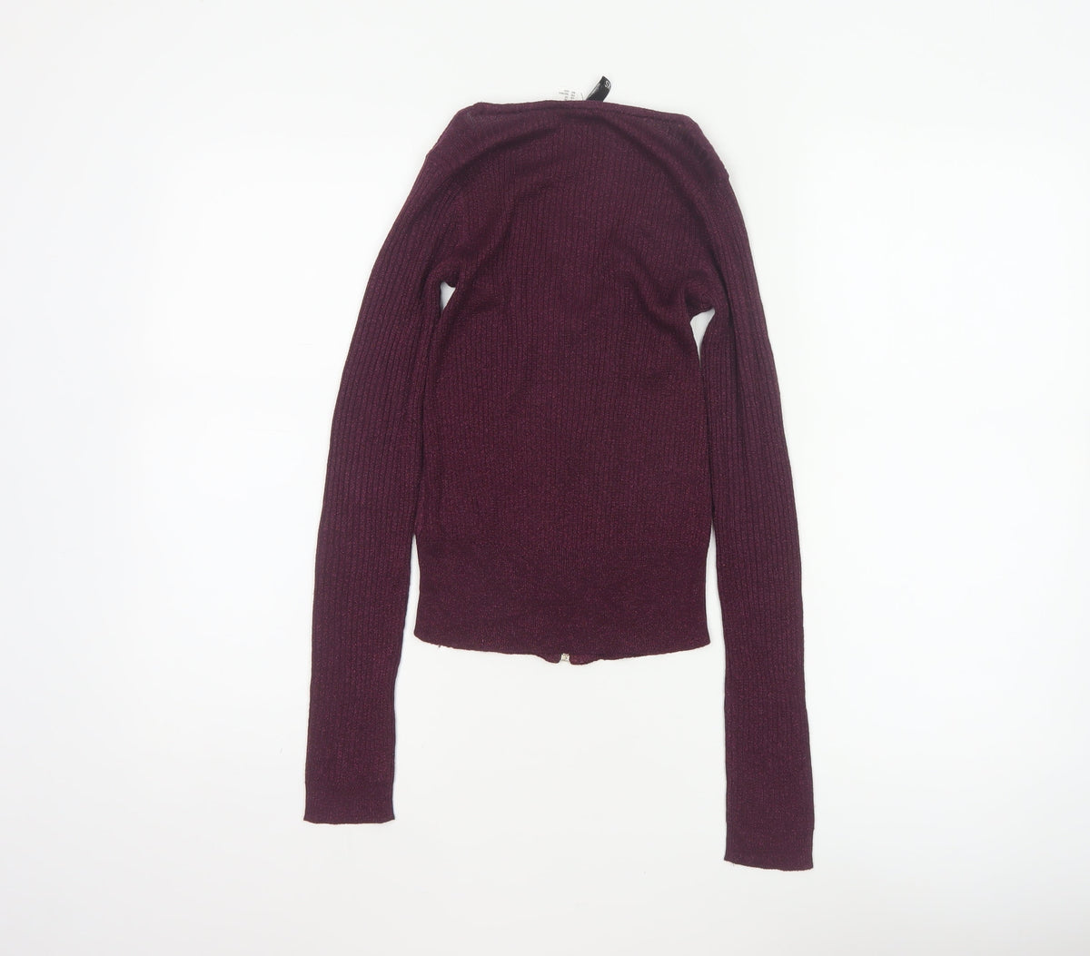 Divided H&M Women Purple XS Rib Knit V-Neck Full Zip Cardigan