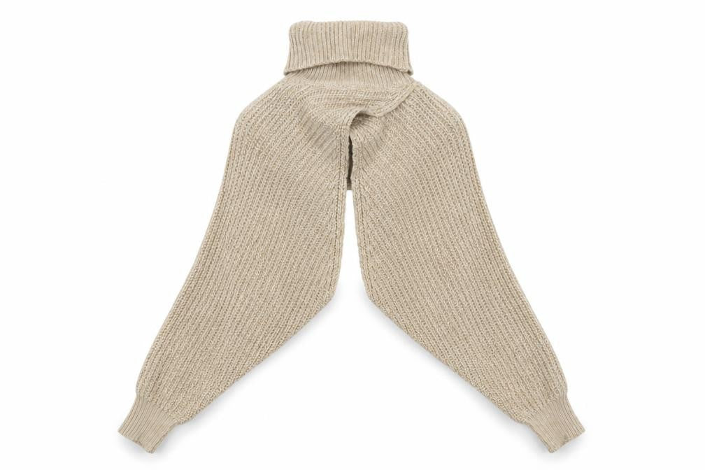 PRETTYLITTLETHING Women Beige S Chunky Knit Roll Neck Shrug