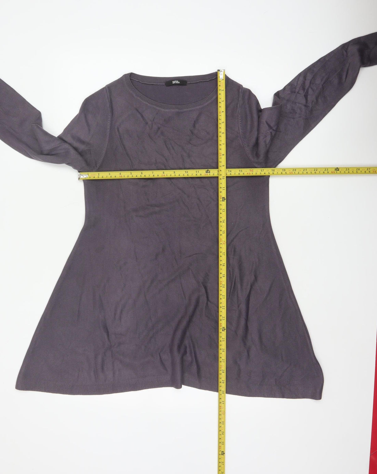 Marks & Spencer Women Purple UK 12 Long Sleeve Round Neck Tunic Jumper