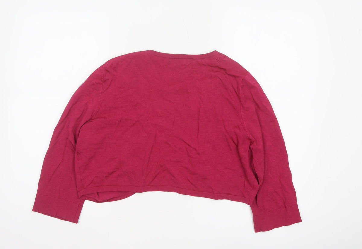 Alexon Women’s Pink XL Open Front Cropped Knit Cardigan Long Sleeve