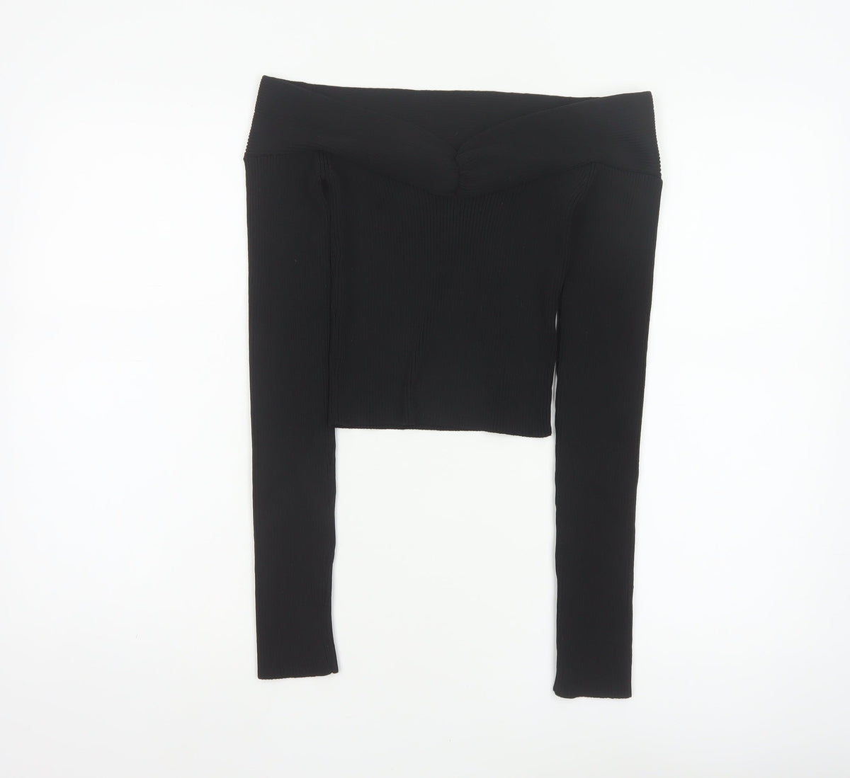 H&M Divided Women’s Black S Off Shoulder Rib Knit Slim Jumper