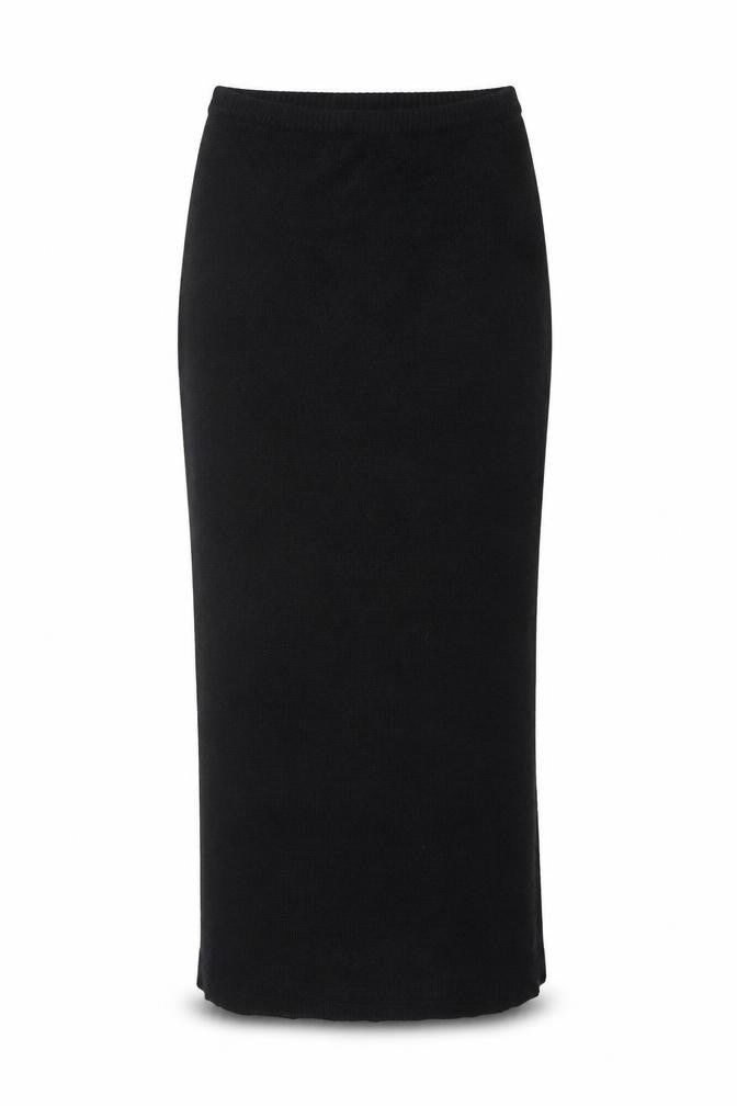 New Look Women Black S Long Rib Knit Stretch Pencil Maxi Skirt