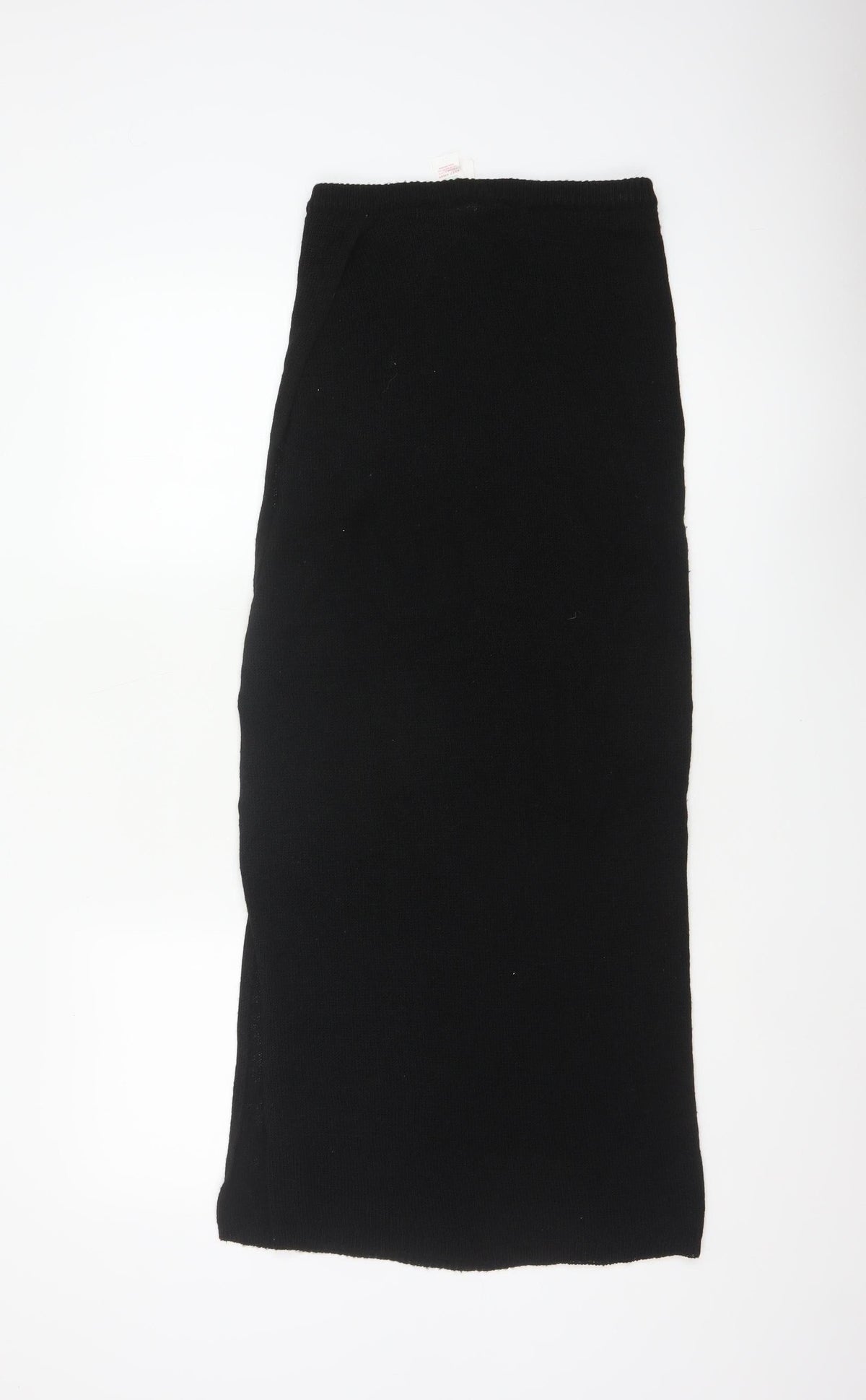 New Look Women Black S Long Rib Knit Stretch Pencil Maxi Skirt