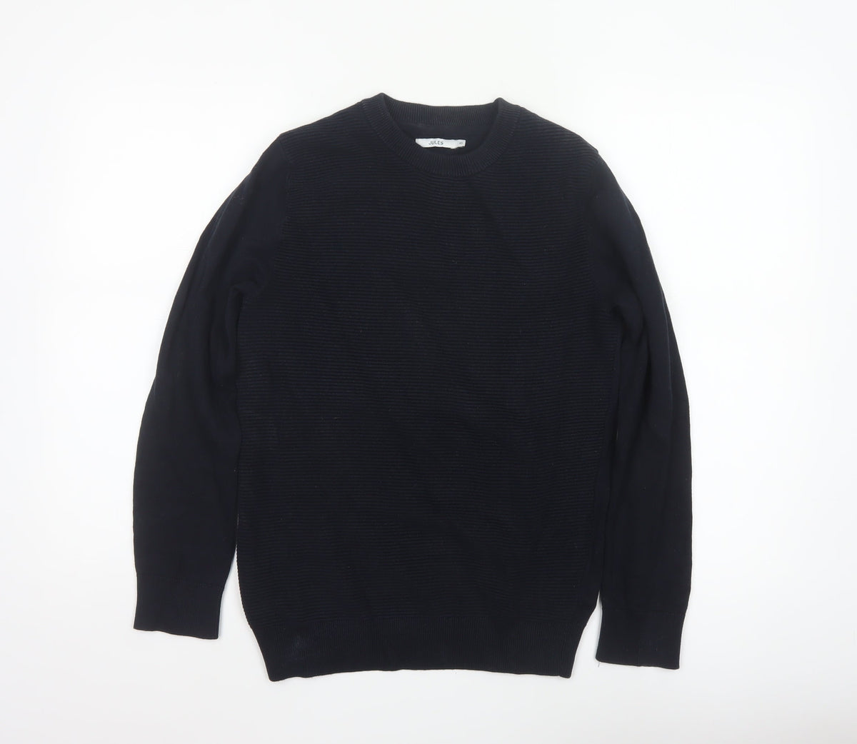 Joules Women’s Black XS Cotton Crew Neck Tight-Knit Pullover Jumper