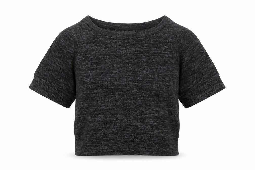 Zara Trafaluc Women Black M Cropped Jersey Knit Raglan Short Sleeve Top