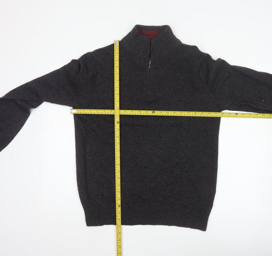 Emanuel Ungaro Men’s Grey Wool 1/4 Zip High Neck Jumper L