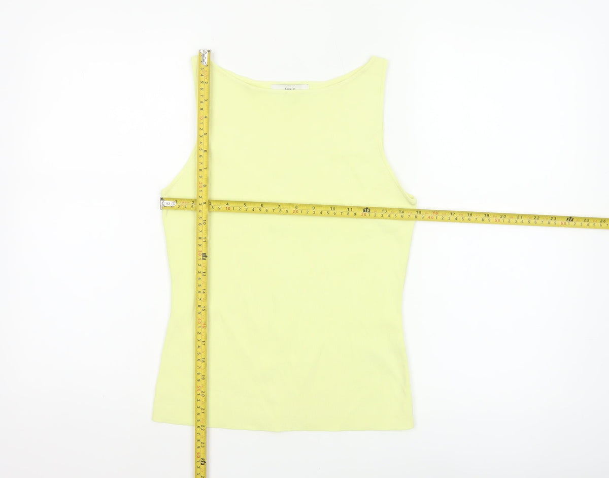 Marks & Spencer Women Yellow M Slim Fit Scoop Neck Lightweight Knit Tank Top