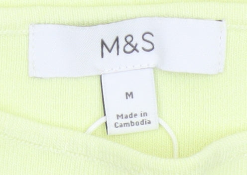 Marks & Spencer Women Yellow M Slim Fit Scoop Neck Lightweight Knit Tank Top