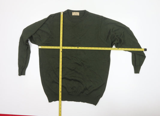 Marks & Spencer Men Green Large Merino Wool Blend Crew Neck Jumper