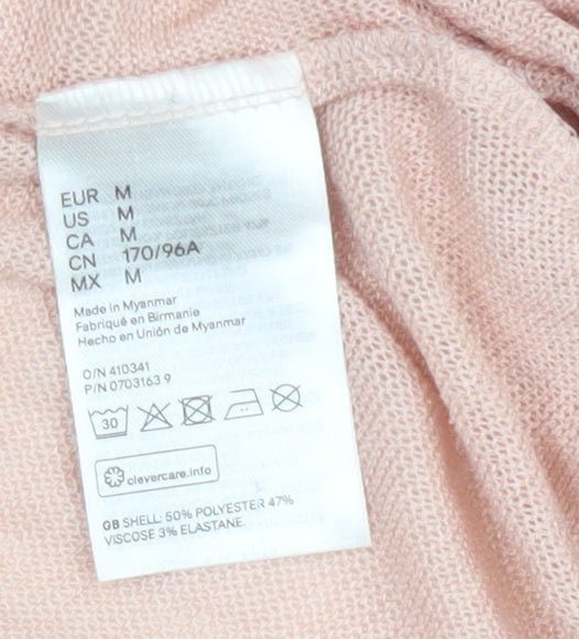H&M Divided Women's Pink M Open Front V-Neck Lightweight Cardigan