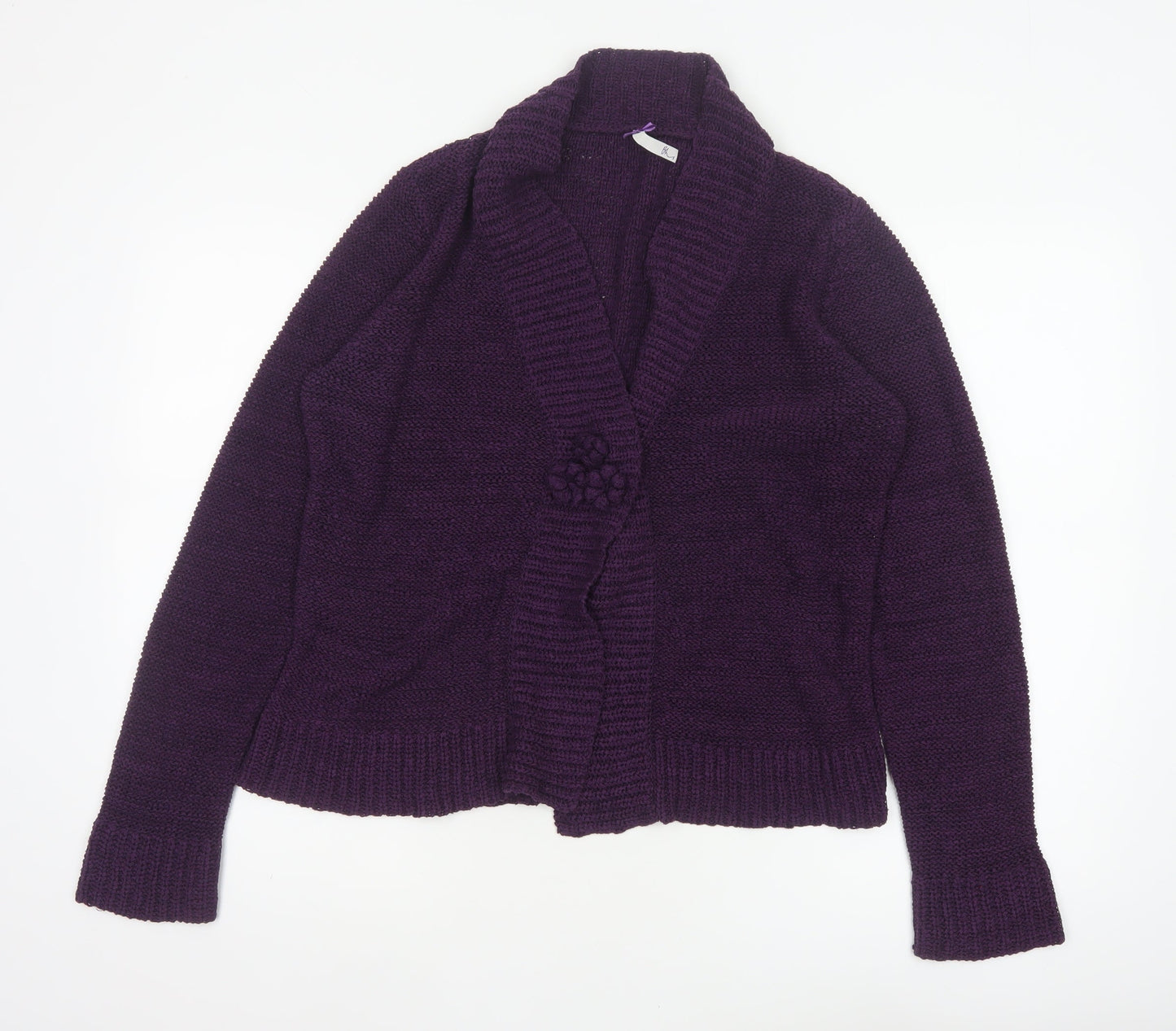 Bhs Women’s Purple Size 16 Chunky Knit Open Cardigan