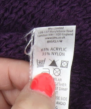 Bhs Women’s Purple Size 16 Chunky Knit Open Cardigan