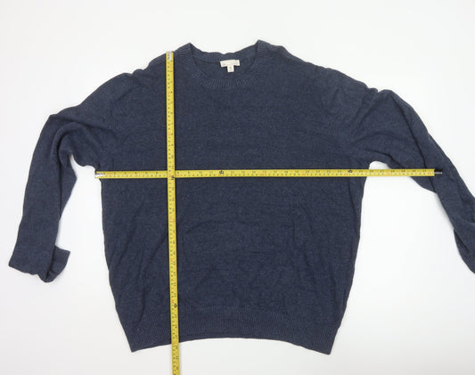 Gap Men’s Blue Linen Cotton Crew Neck Pullover Jumper 2XL