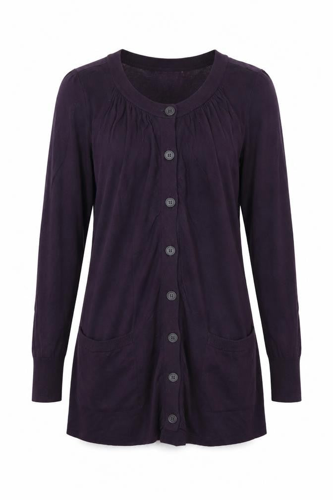 Jigsaw Women’s Purple Wool Blend Longline Button Cardigan Size M