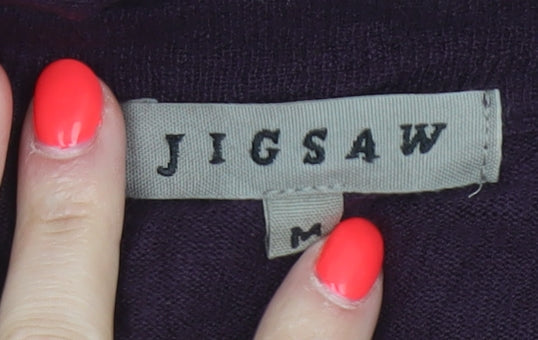 Jigsaw Women’s Purple Wool Blend Longline Button Cardigan Size M