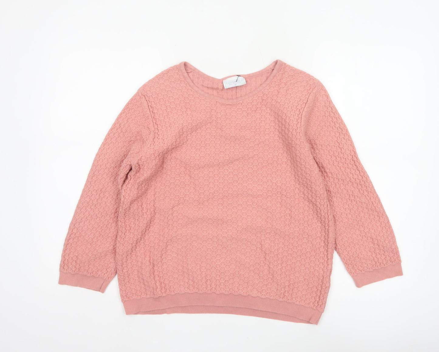 Cotswold Collections Women Pink M Cotton Textured Knit Jumper