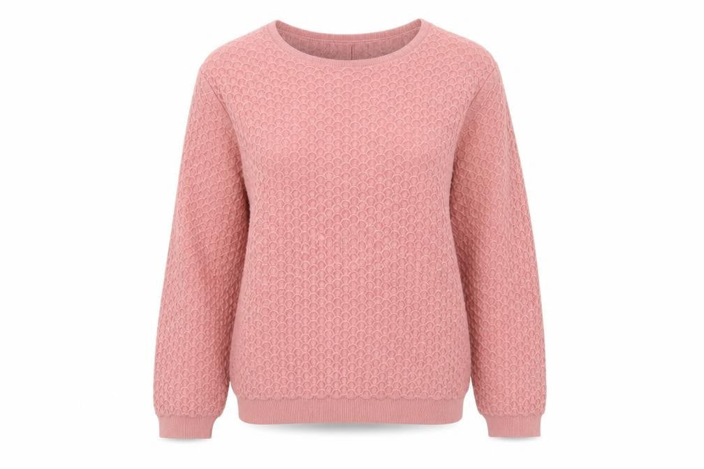 Cotswold Collections Women Pink M Cotton Textured Knit Jumper