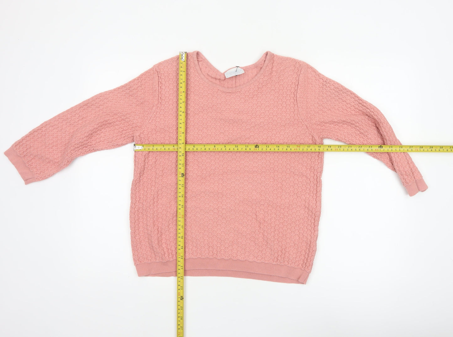 Cotswold Collections Women Pink M Cotton Textured Knit Jumper