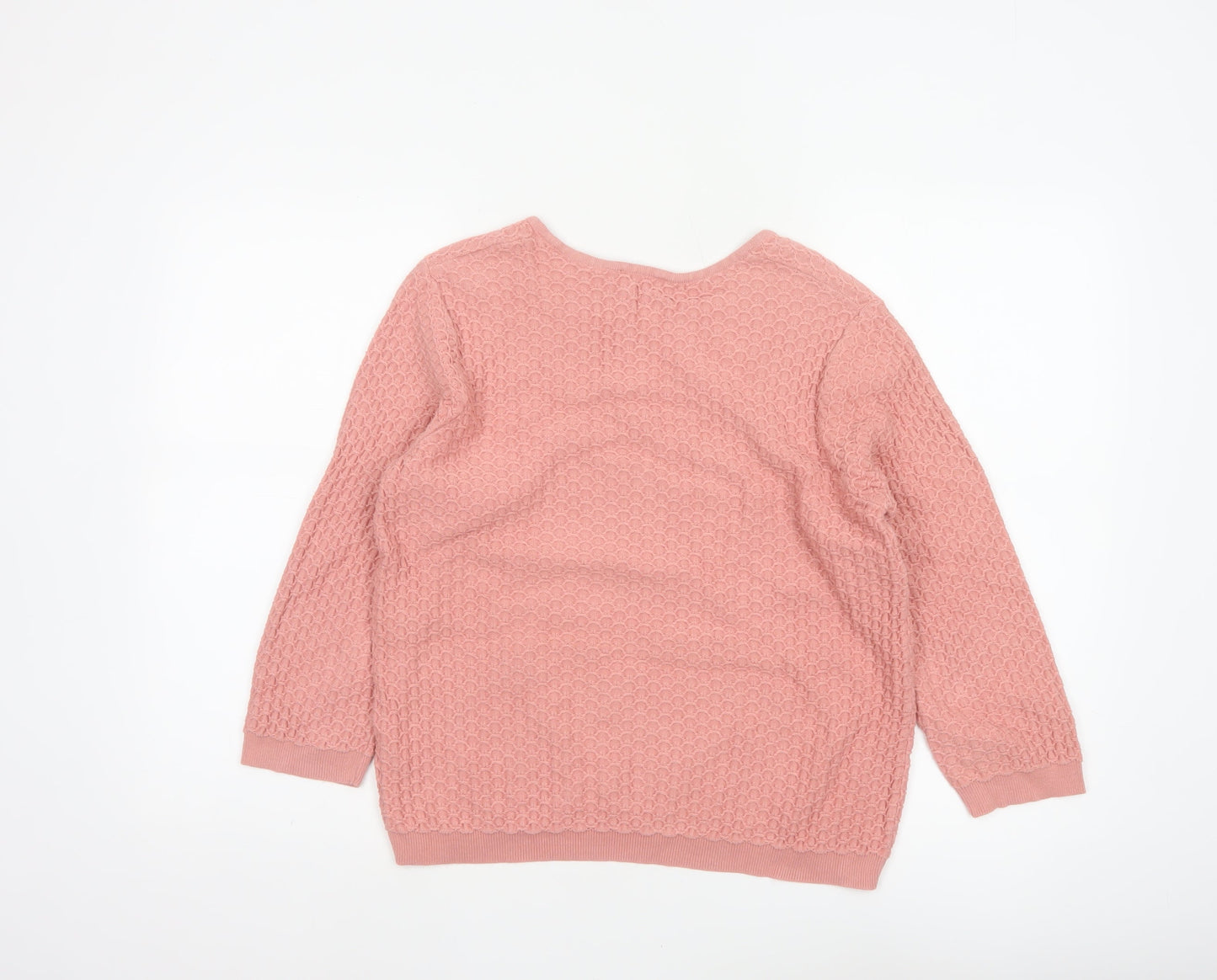 Cotswold Collections Women Pink M Cotton Textured Knit Jumper