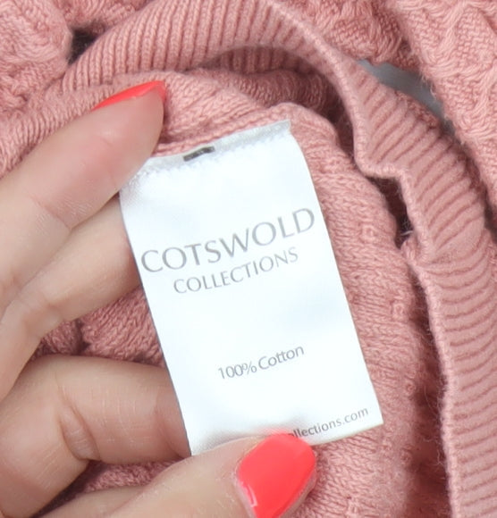 Cotswold Collections Women Pink M Cotton Textured Knit Jumper